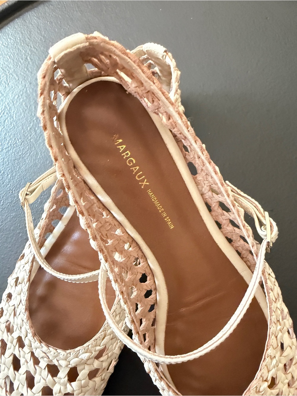 Margaux Cream Woven Mary Jane Flats - Picture 2 of 7